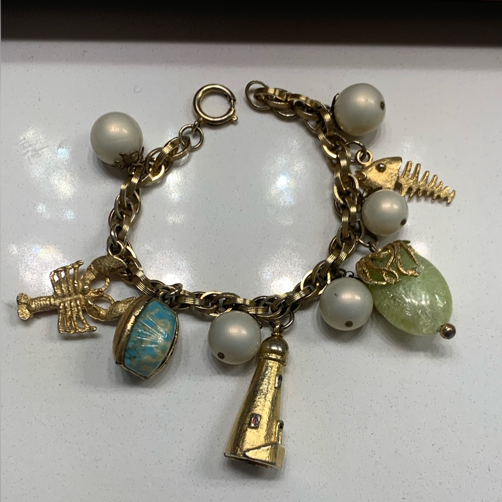 Nautical Gold Toned Pearls  Charms Preowned